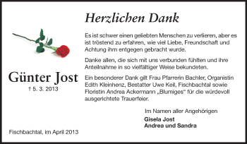 Traueranzeige von Günter Jost von Echo-Zeitungen (Gesamtausgabe)