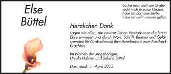 Traueranzeige von Else Büttel von Echo-Zeitungen (Gesamtausgabe)