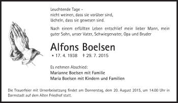 Traueranzeige von Alfons Boelsen von trauer.echo-online.de
