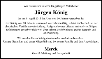Traueranzeige von Jürgen König von Echo-Zeitungen (Gesamtausgabe)