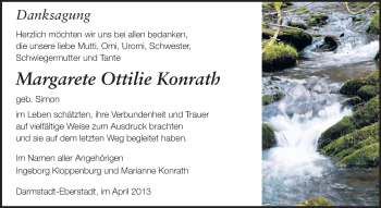 Traueranzeige von Margarete Ottilie Konrath von Echo-Zeitungen (Gesamtausgabe)