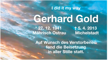 Traueranzeige von Gerhard Gold von Odenwälder Echo