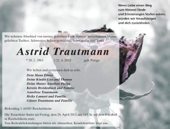 Traueranzeige von Astrid Trautmann von Echo-Zeitungen (Gesamtausgabe)