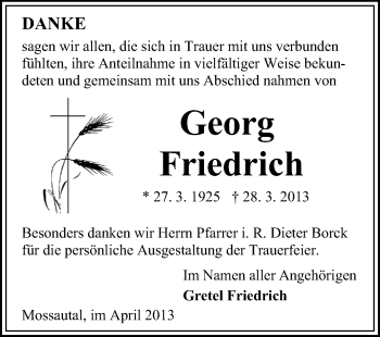 Traueranzeige von Hans-Georg Friedrich von Odenwälder Echo