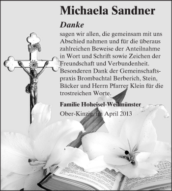 Traueranzeige von Michaela Sandner von Odenwälder Echo