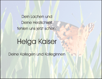 Traueranzeige von Helga Kaiser von Odenwälder Echo