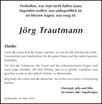 Traueranzeige von Jörg Trautmann von Starkenburger Echo, Bergsträßer Anzeiger