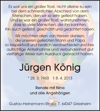 Traueranzeige von Jürgen König von Echo-Zeitungen (Gesamtausgabe)