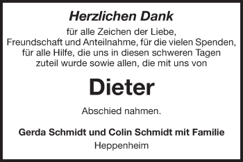 Traueranzeige von Dieter  von Starkenburger Echo