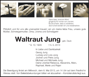 Traueranzeige von Waltraut Jung von Echo-Zeitungen (Gesamtausgabe)