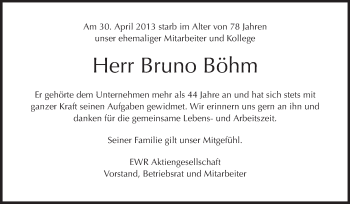 Traueranzeige von Bruno Böhm von Rüsselsheimer Echo, Groß-Gerauer-Echo, Ried Echo