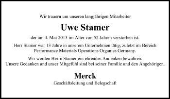 Traueranzeige von Uwe Stamer von Echo-Zeitungen (Gesamtausgabe)