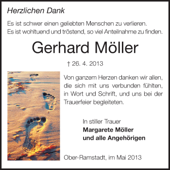Traueranzeige von Gerhard Möller von Echo-Zeitungen (Gesamtausgabe)