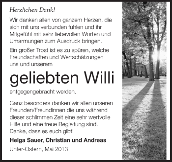 Traueranzeige von geliebten Willi von Echo-Zeitungen (Gesamtausgabe)