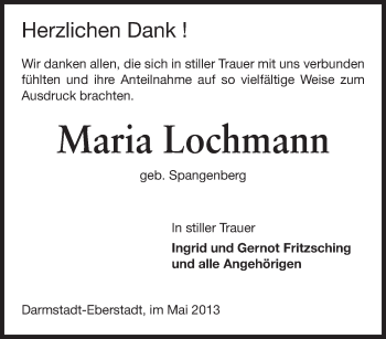 Traueranzeige von Maria Lochmann von Echo-Zeitungen (Gesamtausgabe)