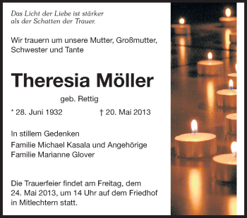 Traueranzeige von Theresia Möller von Starkenburger Echo