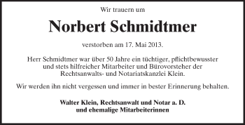 Traueranzeige von Norbert Schmidtmer von Echo-Zeitungen (Gesamtausgabe)