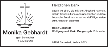 Traueranzeige von Monika Gebhardt von Echo-Zeitungen (Gesamtausgabe)