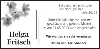 Traueranzeige von Helga Frisch von Echo-Zeitungen (Gesamtausgabe)