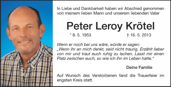 Traueranzeige von Peter Leroy Krötel von Echo-Zeitungen (Gesamtausgabe)
