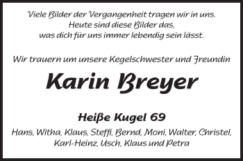Traueranzeige von Karin Breyer von Echo-Zeitungen (Gesamtausgabe)
