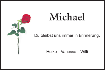 Traueranzeige von Michael  von Echo-Zeitungen (Gesamtausgabe)