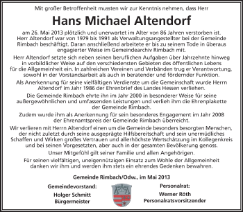 Traueranzeige von Hans Michael Altendorf von Starkenburger Echo