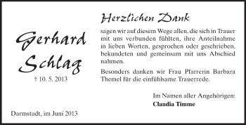 Traueranzeige von Gerhard Schlag von Echo-Zeitungen (Gesamtausgabe)
