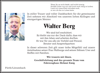 Traueranzeige von Walter Berg von Starkenburger Echo