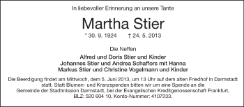 Traueranzeige von Martha Stier von Echo-Zeitungen (Gesamtausgabe)