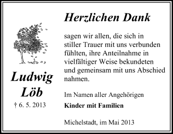 Traueranzeige von Ludwig Löb von Echo-Zeitungen (Gesamtausgabe)