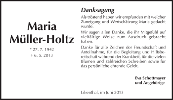 Traueranzeige von Maria Müller-Holtz von Starkenburger Echo