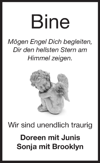 Traueranzeige von Bine  von Odenwälder Echo