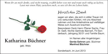 Traueranzeige von Katharina Büchner von Starkenburger Echo
