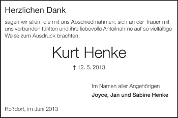 Traueranzeige von Kurt Henke von Echo-Zeitungen (Gesamtausgabe)