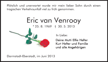 Traueranzeige von Eric van Venrooy von Echo-Zeitungen (Gesamtausgabe)