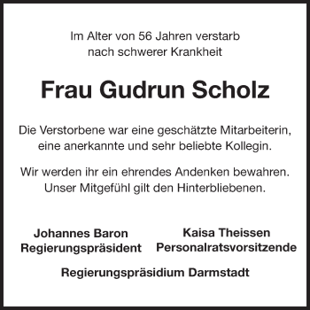 Traueranzeige von Gudrun Scholz von Echo-Zeitungen (Gesamtausgabe)