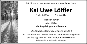 Traueranzeige von Kai Uwe Löffler von Odenwälder Echo