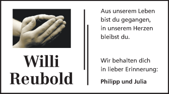 Traueranzeige von Willi Reubold von Odenwälder Echo