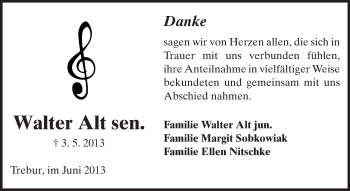 Traueranzeige von Walter Alt von Rüsselsheimer Echo, Groß-Gerauer-Echo, Ried Echo