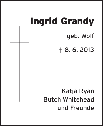 Traueranzeige von Ingrid Grandy von Echo-Zeitungen (Gesamtausgabe)