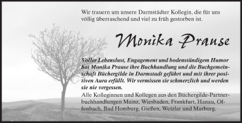 Traueranzeige von Monika Prause von Echo-Zeitungen (Gesamtausgabe)