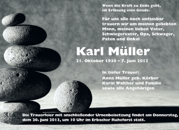 Traueranzeige von Karl Müller von Odenwälder Echo