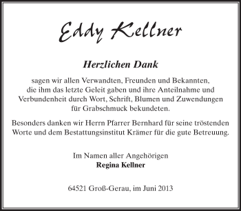 Traueranzeige von Eddy Kellner von Rüsselsheimer Echo, Groß-Gerauer-Echo, Ried Echo
