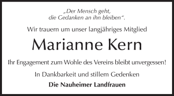 Traueranzeige von Marianne Kern von Rüsselsheimer Echo, Groß-Gerauer-Echo, Ried Echo