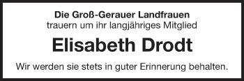 Traueranzeige von Elisabeth Drodt von Rüsselsheimer Echo, Groß-Gerauer-Echo, Ried Echo