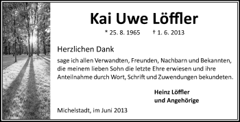 Traueranzeige von Kai Uwe Löffler von Odenwälder Echo