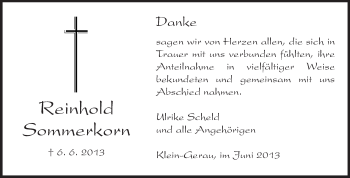 Traueranzeige von Reinhold Sommerkorn von Echo-Zeitungen (Gesamtausgabe)