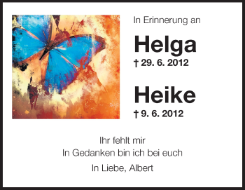 Traueranzeige von Helga und Heike  von Odenwälder Echo