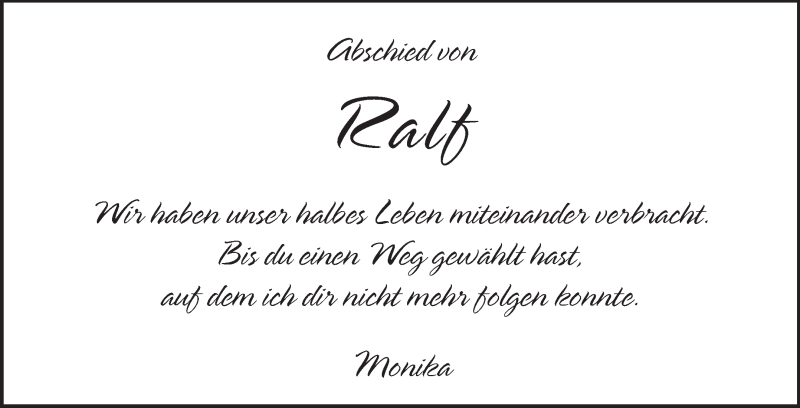  Traueranzeige für Ralf Bauer vom 01.07.2013 aus Rüsselsheimer Echo, Groß-Gerauer-Echo, Ried Echo
